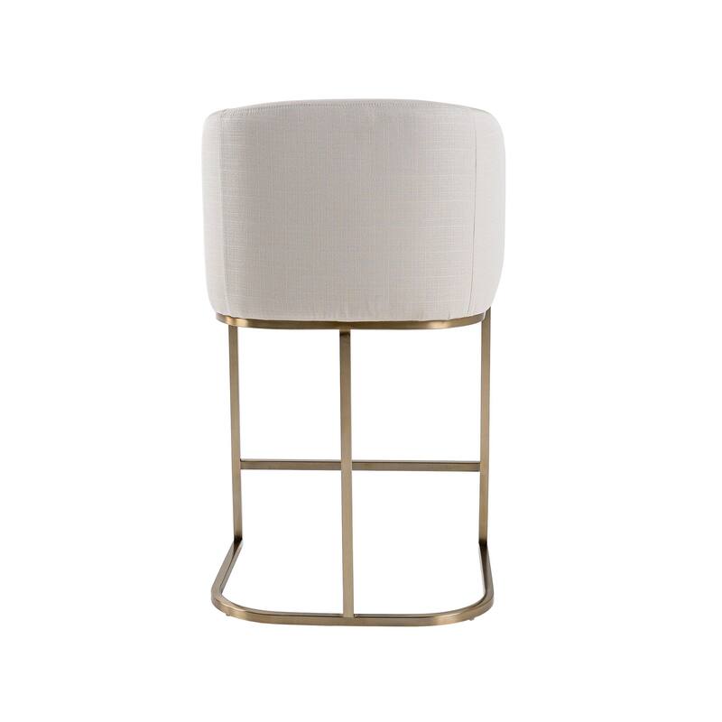 Modrest Yukon Modern Off White Fabric & Brushed Brass Counter Chair
