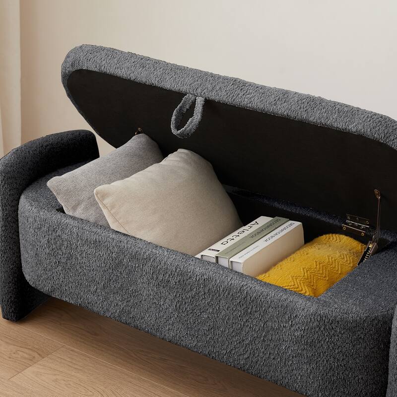 Modern Oval Storage Bench with Large Storage Space