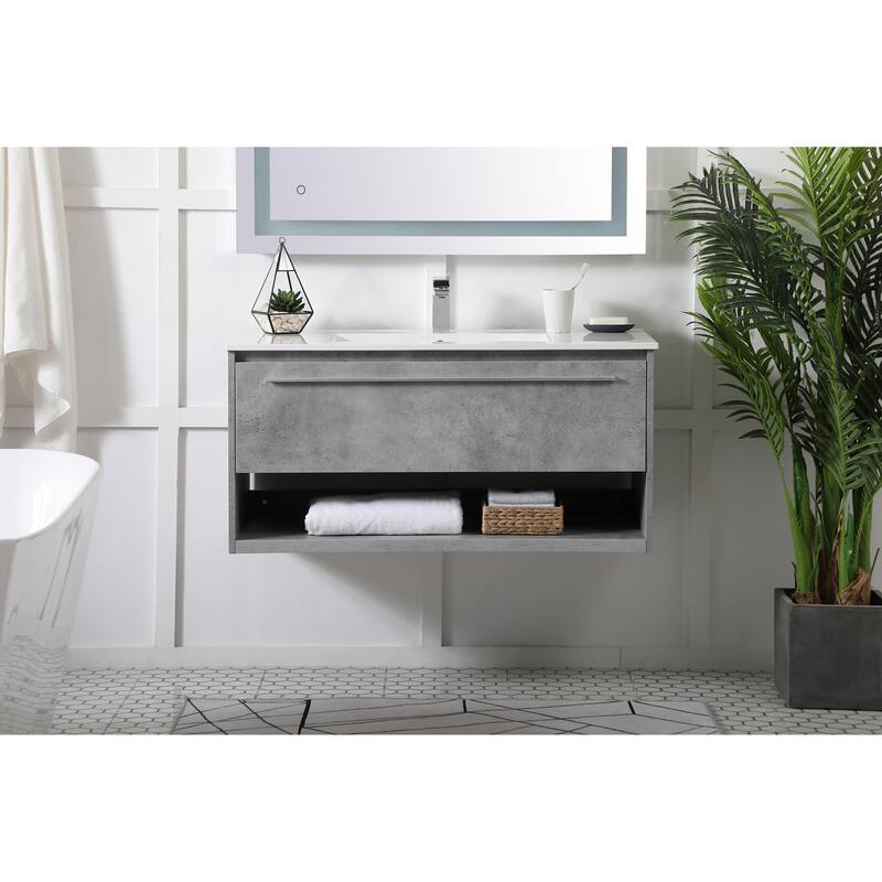 Shore 36 - 48 Inch Single Bathroom Vanity - Concrete Grey - 40 Inches