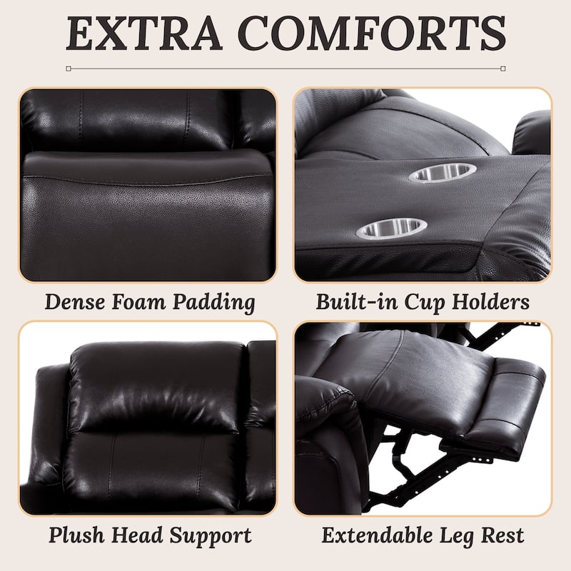 Manual Leather Reclining Sofa Collection – Recliner Furniture for Living Room & Home Office