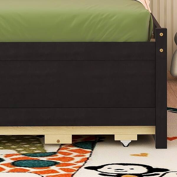 slide 2 of 15, Twin Size Daybed w/ Trundle,USB Ports and 3 Storage Drawers, LED light Espresso - Twin
