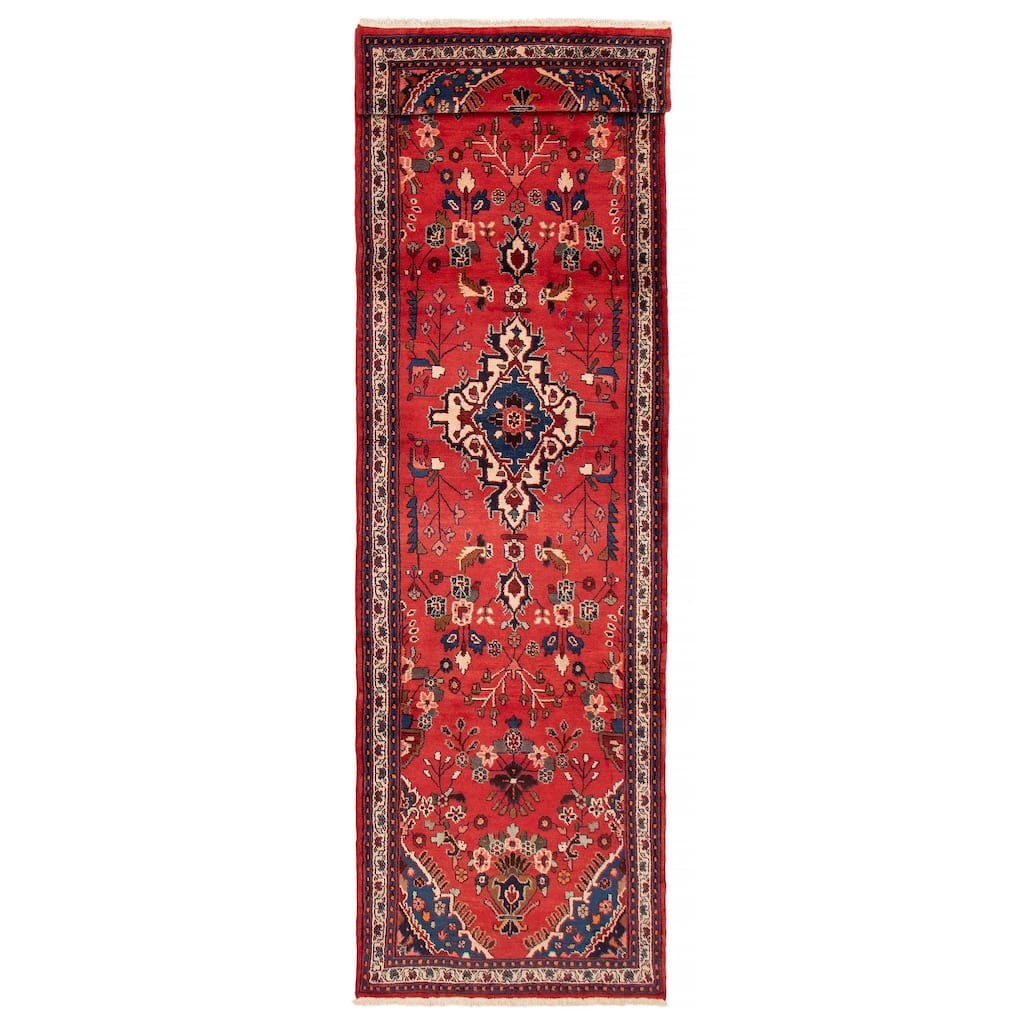 ECARPETGALLERY Hand-knotted Andelz Red Wool Rug - 3'5 x 12'11