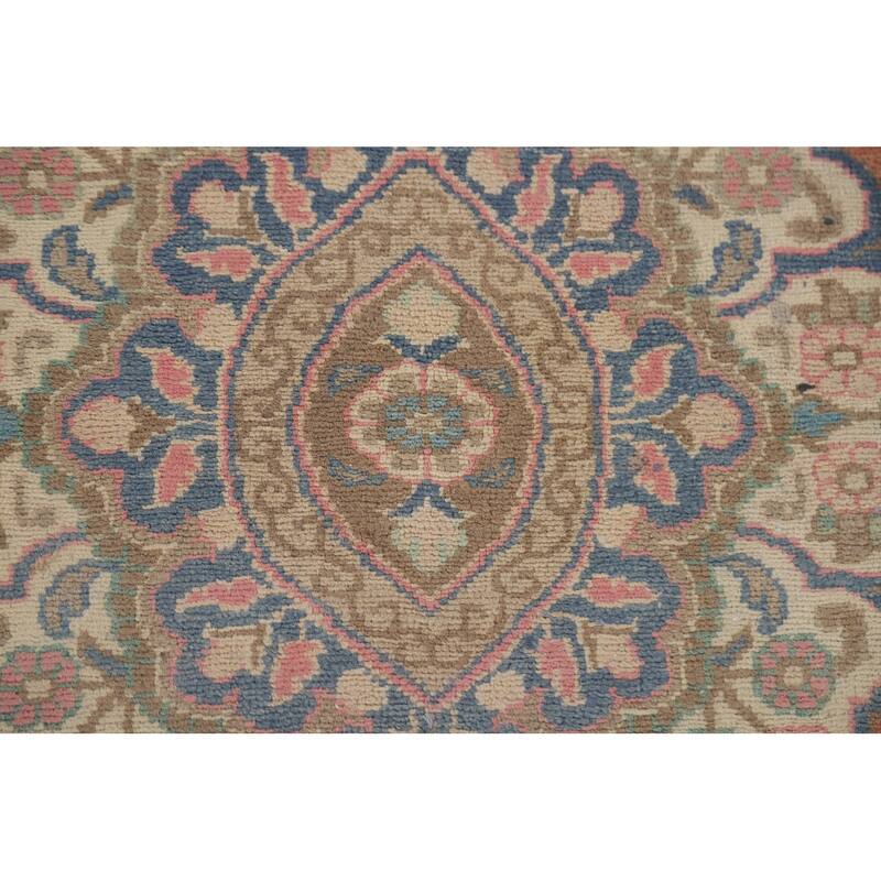 Hand Knotted Oriental 100% Wool Carpet Traditional Floral Oranges & Rust Mashad Area Rug - 9' 1'' X 5' 10''
