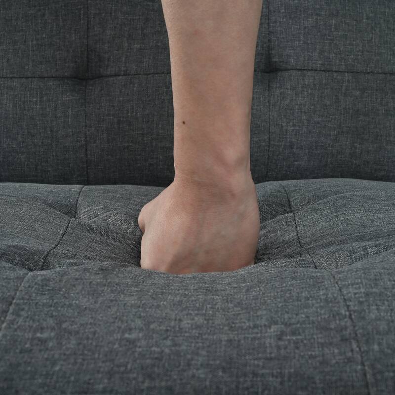 2-Seater Sofa Bed Grey Convertible Sofa Bed with 5-Position Adjustable Backrest, 63" Loveseat Sleeper Sofa Couch