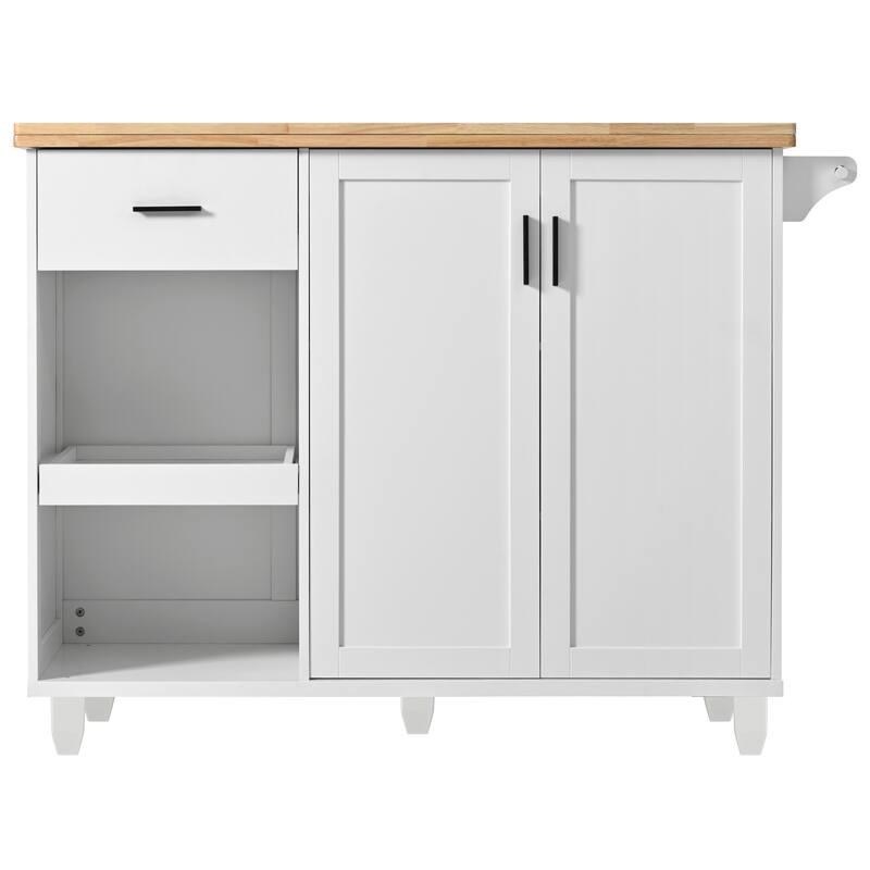 Kitchen Island with Foldable Counter Top, Kitchen Storage Cart with Towel Rack Drawer, Rolling Kitchen Cart on Wheels