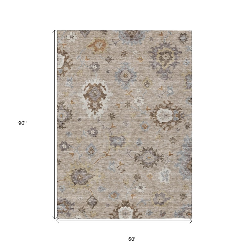 HomeRoots Floral Traditional Rectangle Outdoor Rug