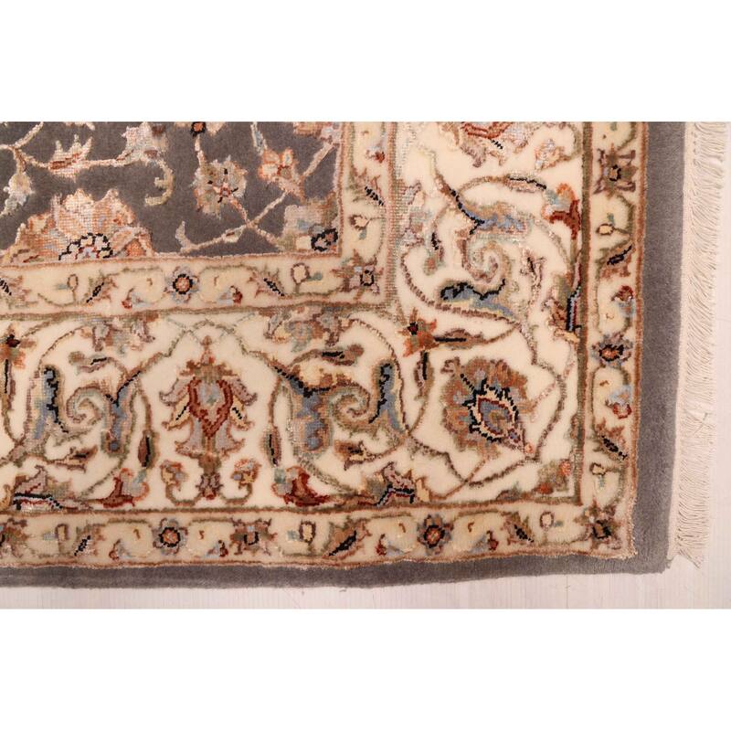 ECARPETGALLERY Hand-knotted Mirzapur Dark Grey Viscose, Wool Rug - 6'0 x 8'11