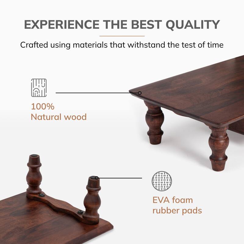 Jani Wood Monitor Stand Riser Desk - Ergonomic Design Stand, Desktop Organizer Table for Home, Office Workspace, Gaming Desk