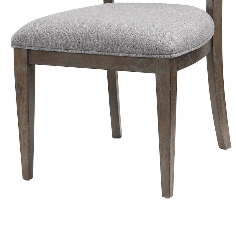 Brown/Gray Fabric Upholstered Wood Frame Dining Chair, Set of 2, Sturdy Dining Chair for Dining Rooms - 19.5