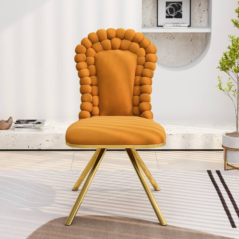 Set of 2 Accent Chair Dining Chair Velvet Side Chair, Reception Chair Orange Dressing Chair Padded Chair