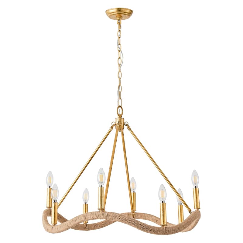 28" 8-Light Golden Modern Candle Chandelier