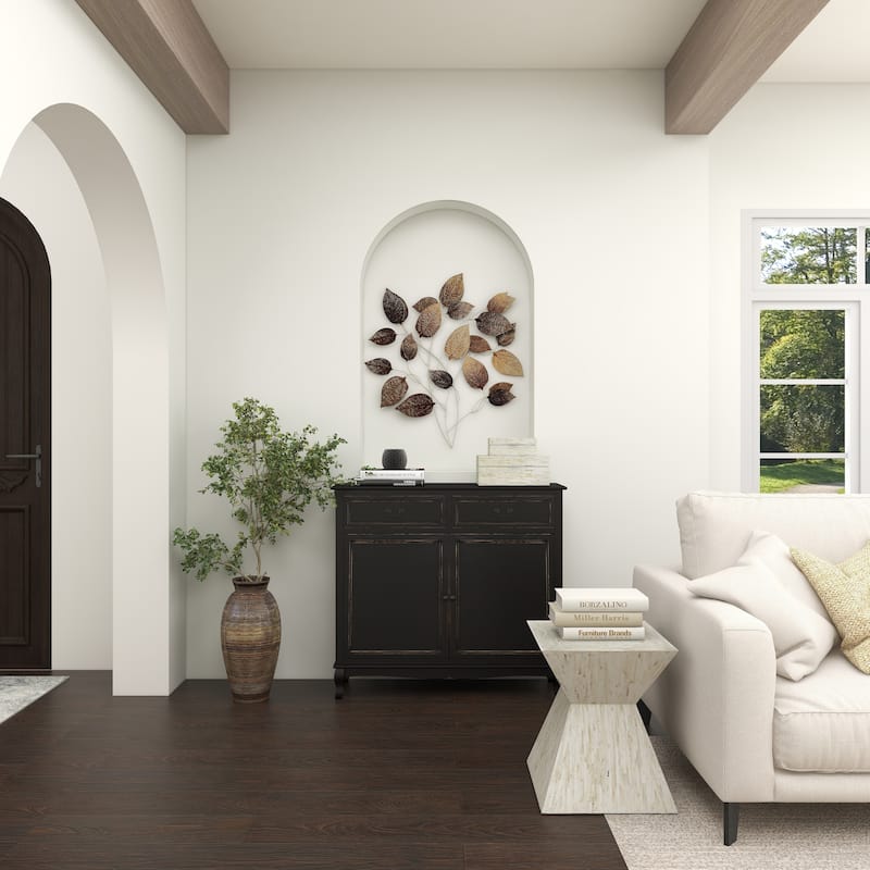 Brown Bamboo Wood Textured Decorative Vase with Lacquer