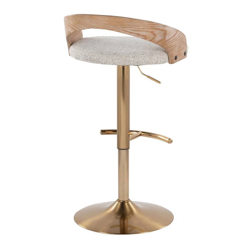 Grotto Adjustable Barstool with Gold Base