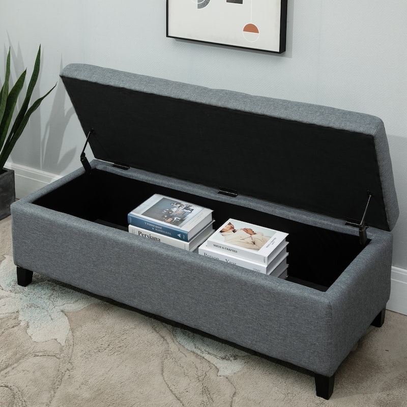 Porch & Den Holmden 51-inch Fabric Tufted Storage Ottoman Bench