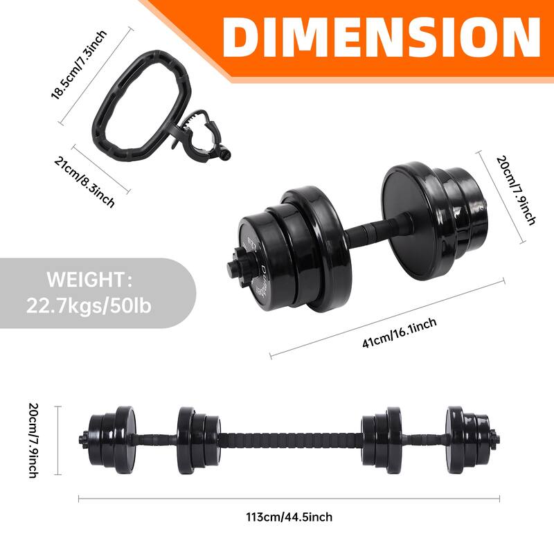 Adjustable 3 in 1 Weight Set, Dumbbells, Kettlebells, Barbell Combo, Non Slip, 20, 40, 50, 70LB Versatile Home Gym Equipment