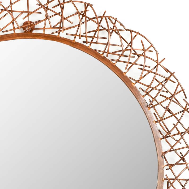 SAFAVIEH Handmade Krysten Art Twigs Copper 29-inch Round Decorative Mirror - 29" x 29" x 15" - 29Wx29Dx15H