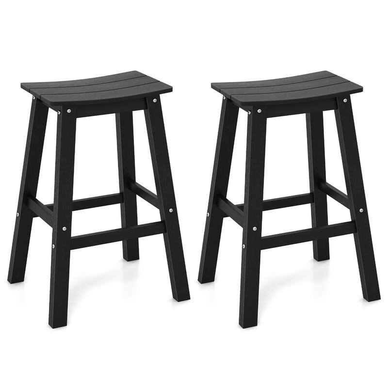 Gymax 29'' Patio Bar Stool Set of 2 w/ Curved Seat & Footrests for - Black