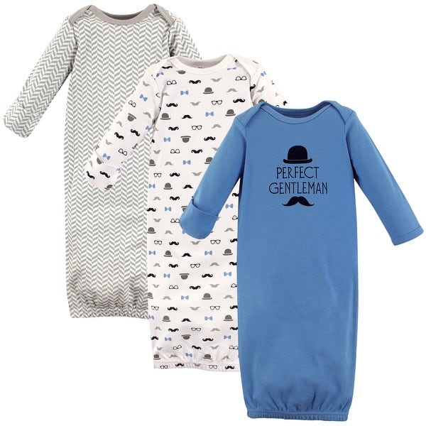 slide 1 of 1, Hudson Baby Infant Boy Cotton Long-Sleeve Gowns 3pk, Perfect Gentlemen 0-6 Months - Perfect Gentlemen