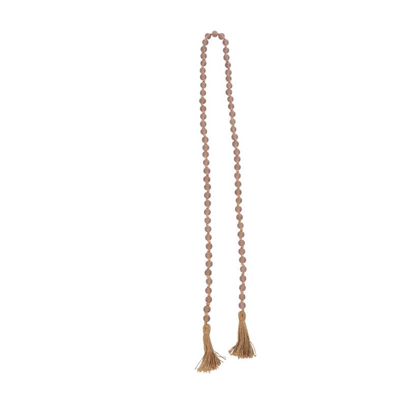 Glass Handmade Round Long Beaded Garland with Tassel with Knotted Brown Jute