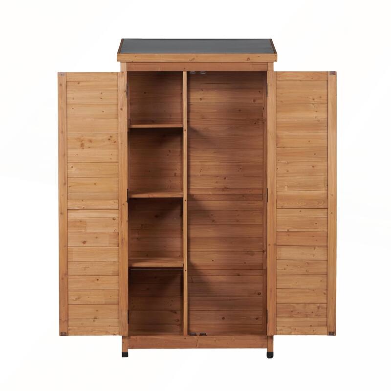 Outdoor Wooden Storage Shed with Metal Top