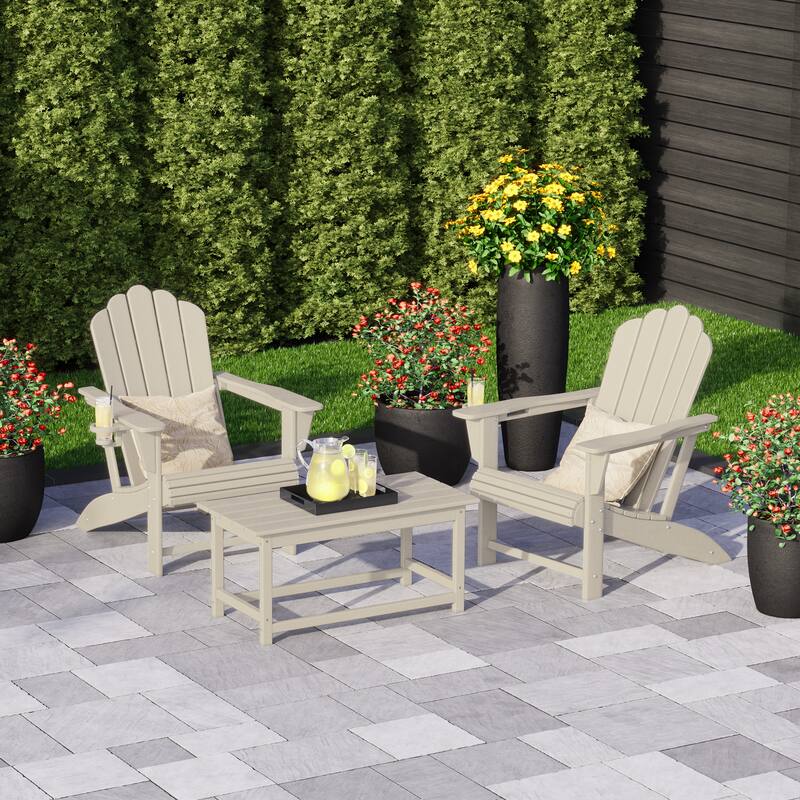 Aderson Outdoor Poly Adirondack Chair Set with Coffee Table