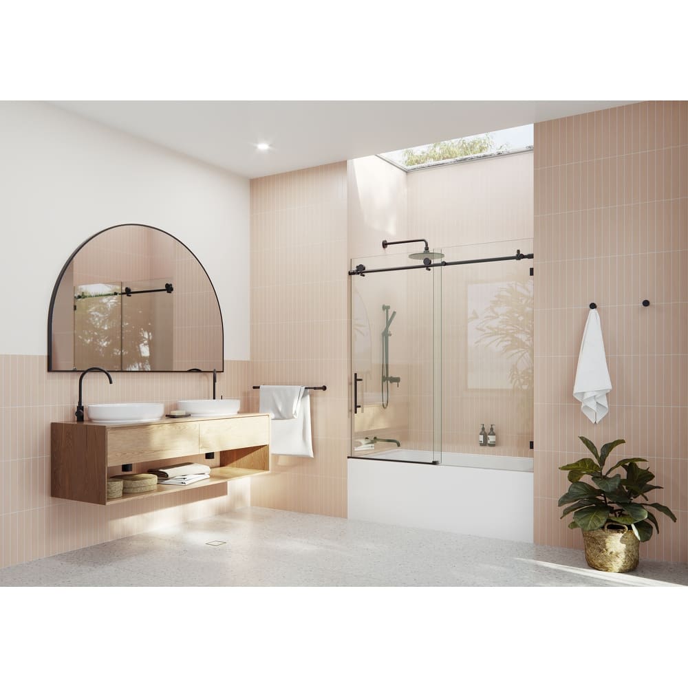 Glass Warehouse 52 in. - 56 in. x 60in. Frameless Bath Tub Sliding Shower Door