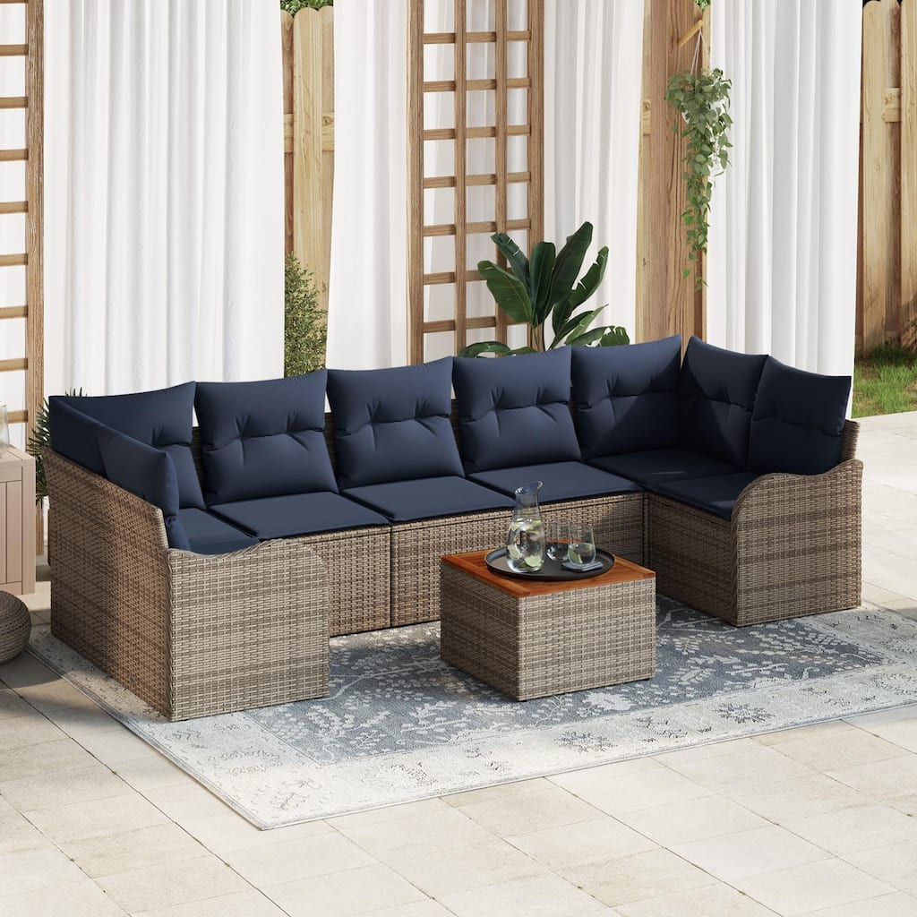 vidaXL 8 Piece Garden Sofa Set with Cushions - 113.8×48.2×27.2