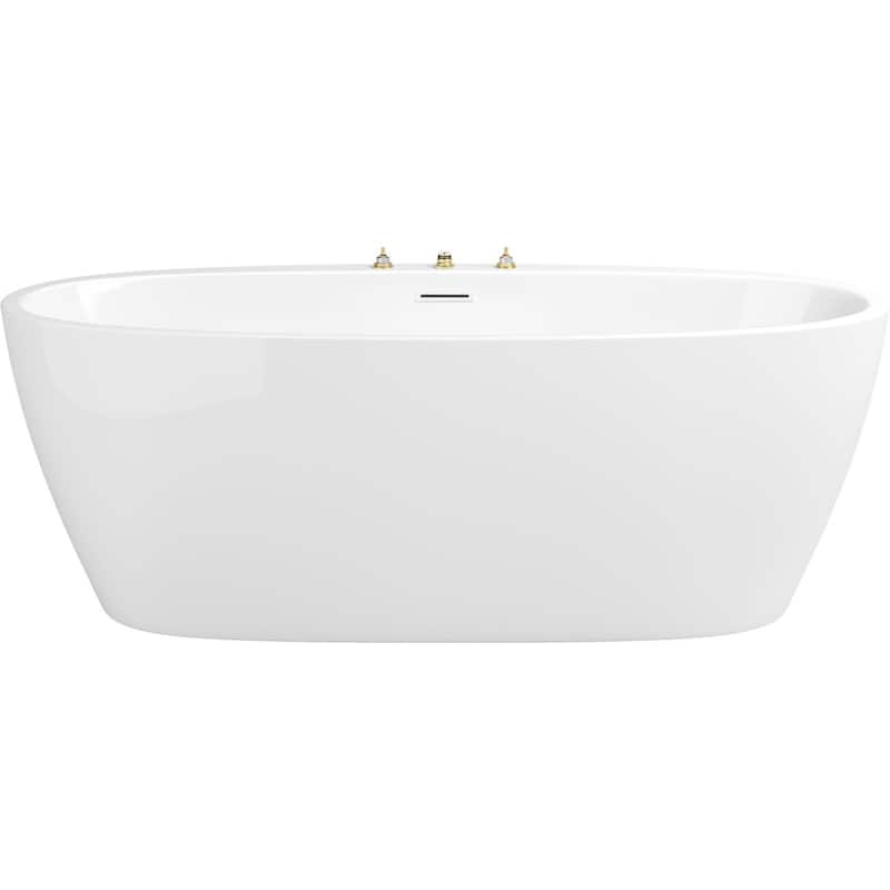 PROFLO PFFSOI6731 Cornwall 67" Free Standing Acrylic Soaking Tub with - White
