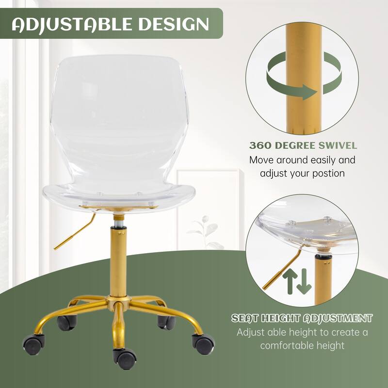HOMEFUN Acrylic Swivel adjustable height Armless Home office Chair