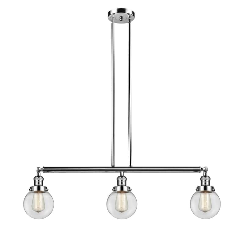 Innovations Lighting Beacon 3 Light 39" Wide Linear Chandelier - Polished Nickel / Clear