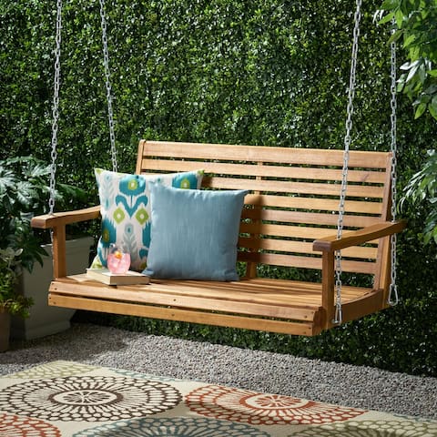 Tasmania Outdoor Aacia Wood Porch Swing by Christopher Knight Home