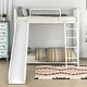 preview thumbnail 4 of 15, Twin over Twin Metal Bunk Bed with Inclined Ladder, Slide, Railings and Head&Footboards, White