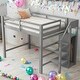 preview thumbnail 18 of 32, Full Size Loft Bed with Built-in Storage Wardrobe and Staircase,White/Gray Gray