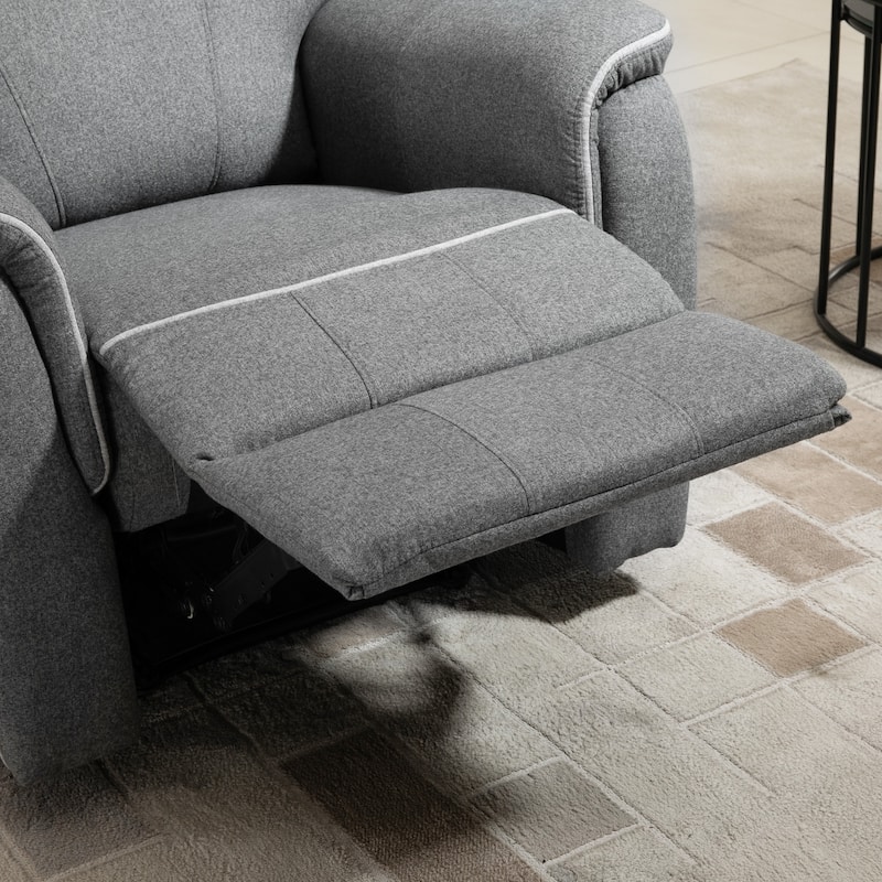 HOMCOM Manual Recliner Chair Armchair Sofa with Footrest Padded Armrest for Living Room Bedroom, Grey