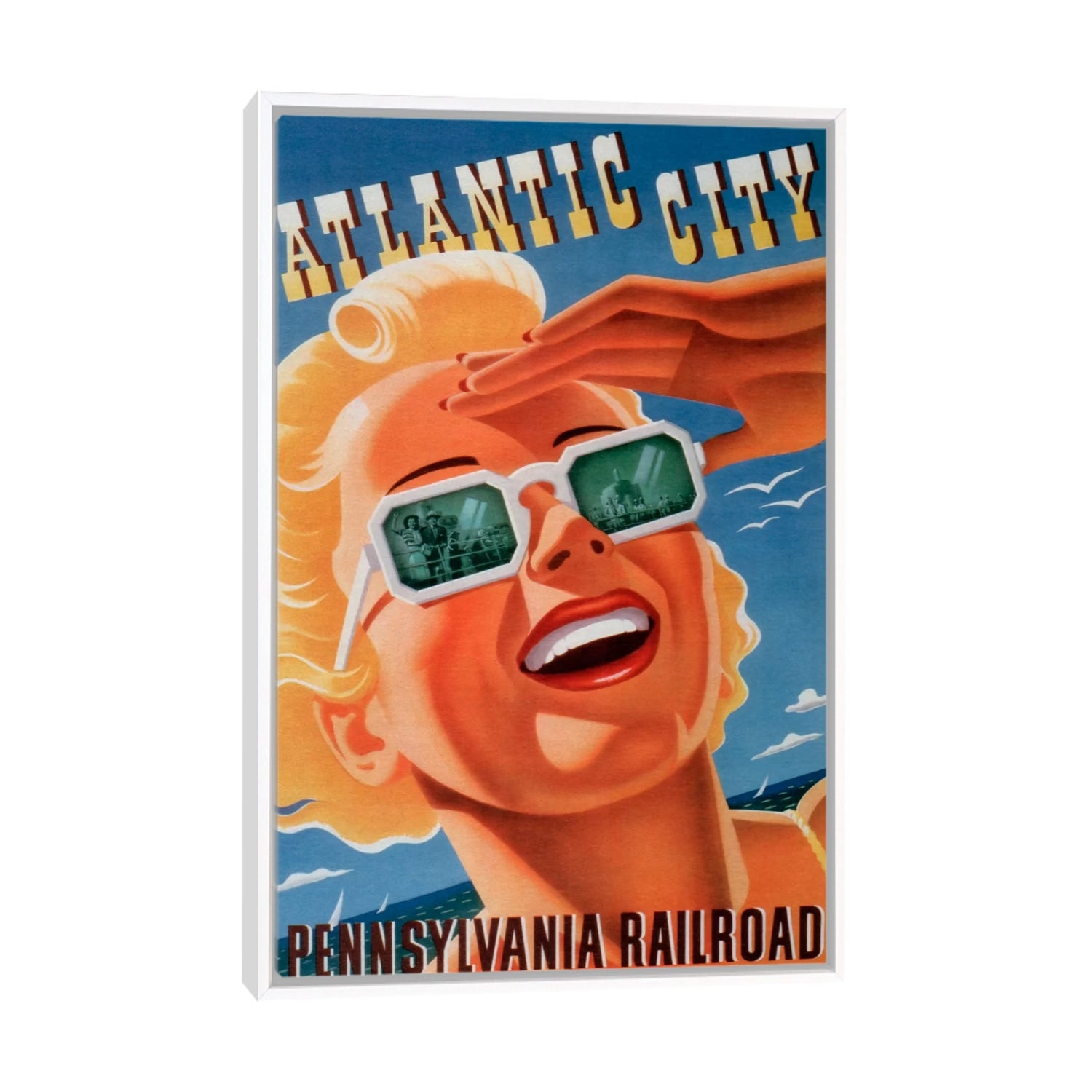 iCanvas Atlantic City Sunglasses by Vintage Apple Collection Framed Canvas Print