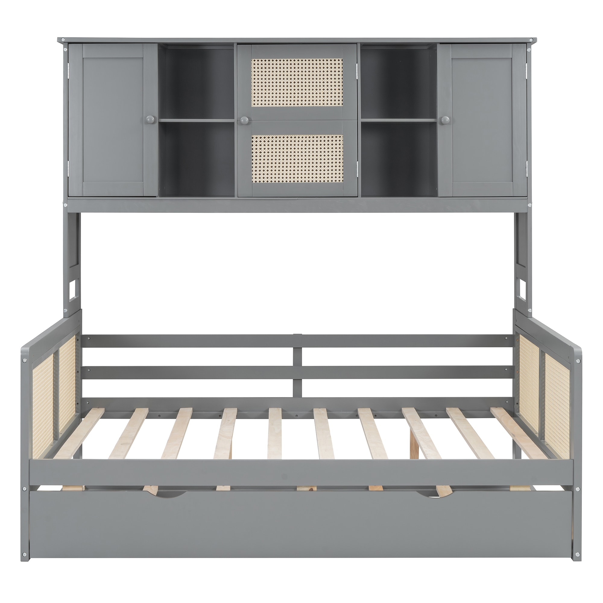 Wooden Daybed With Trundle, and All-in-One Cabinet and Shelf