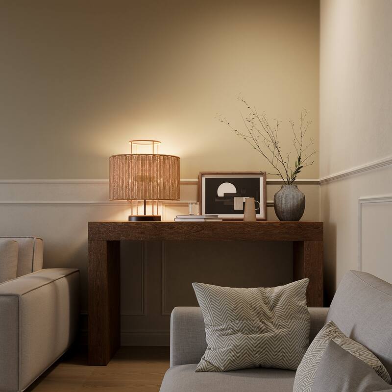 Acroma Modern Table Lamp with Rattan Shade