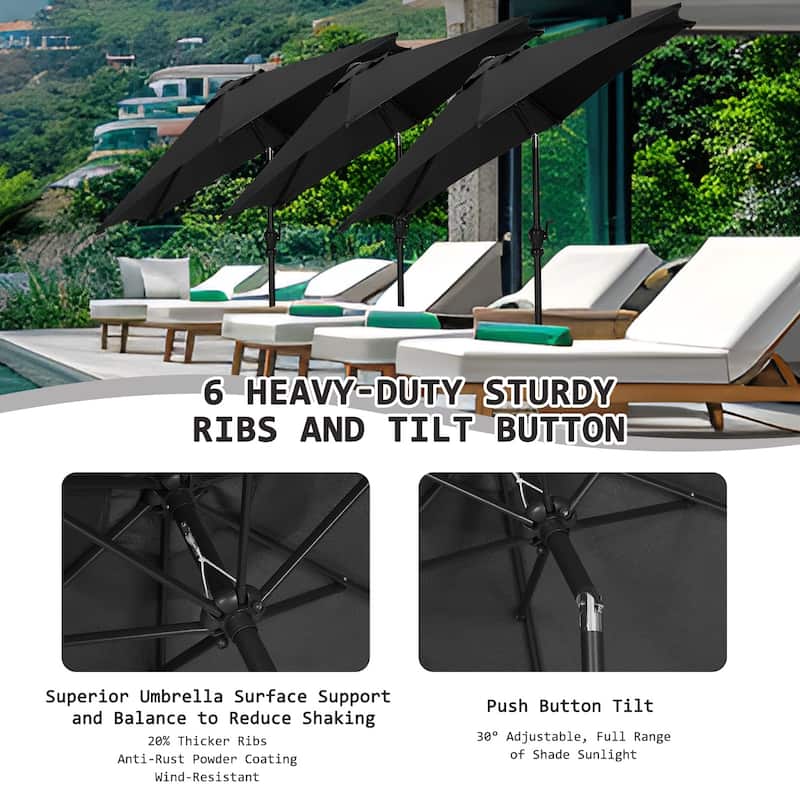 Ainfox 7.5ft Patio Umbrella with Base Outdoor Umbrella