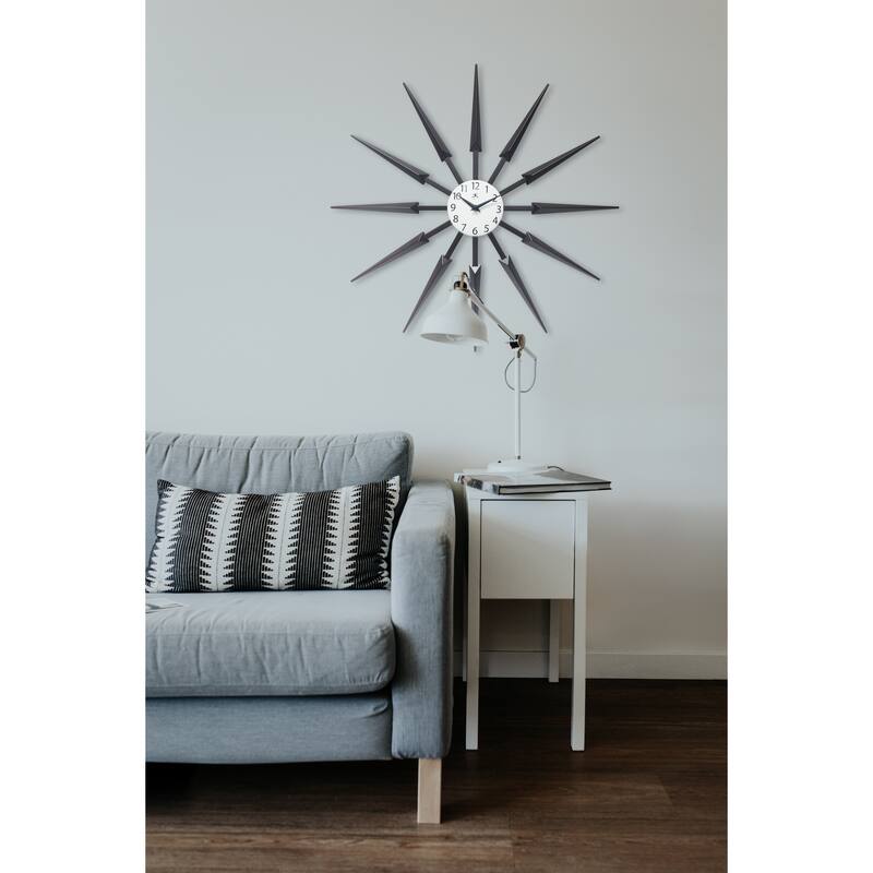 Celeste Starburst Mid-Century Modern Unique Large Wall Clock 24 inch by Infinity Instruments - 24.5 x 1.75 x 24.5