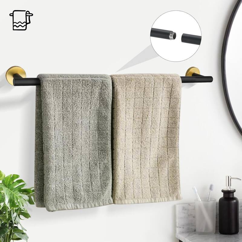 (Black&gold) 5-Piece Bathroom Hardware Set, 304 Brushed Stainless Steel, 24 Inch