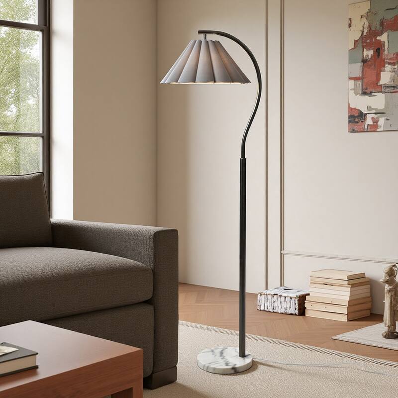 Tamara Day for Stylecraft Vivienne Floor Lamp - White Marble & Black Nickel