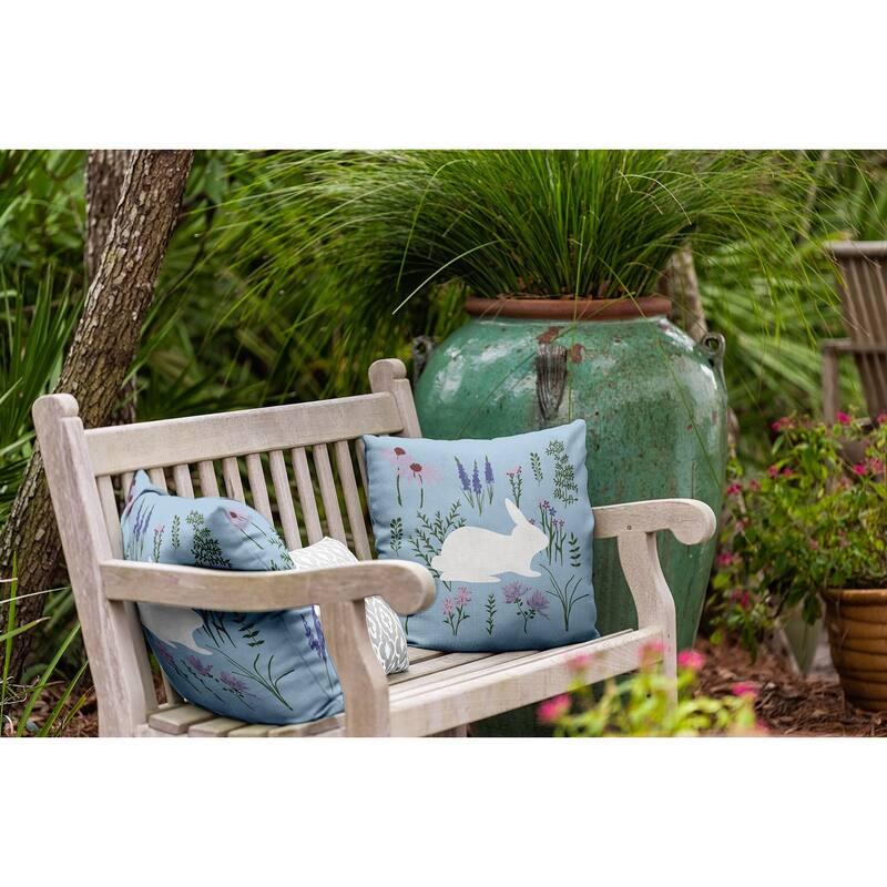 Spring Meadow Bunny Indoor/Outdoor Throw Pillow