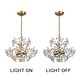 preview thumbnail 10 of 9, Rosa 6-Light Brushed Brass Finish Crystal Glass Flower Chandelier - 17.7 inches in diameter x 15 inches H
