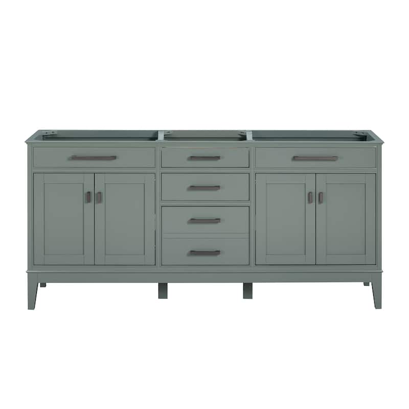 Madison 72 in. Double Bathroom Vanity Cabinet - 72"W x 21"D - Smoke Green