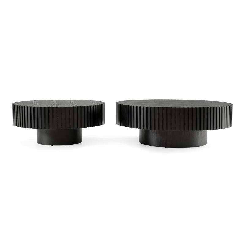 Modrest Pierre Modern Black Ash Round Coffee Table Set