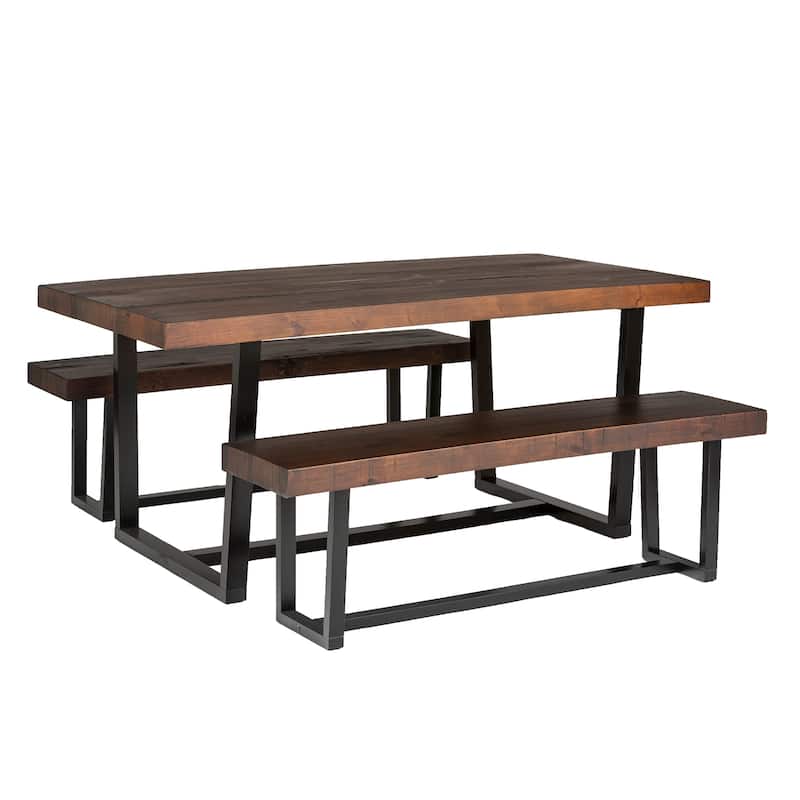 Middlebrook Solid Wood 3-Piece Dining Set with 60-inch Benches