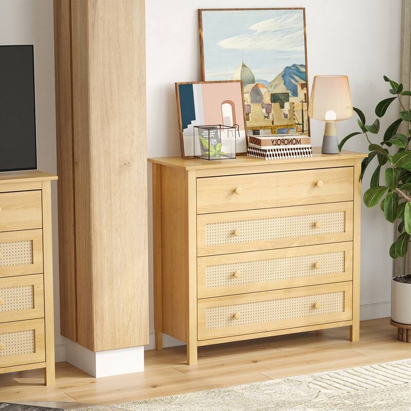 Buffet Cabinet Hallway Cabinet Base Cabinet with Drawers, Chest of Drawers Dining Cabinet Storage Cabinet - Natural