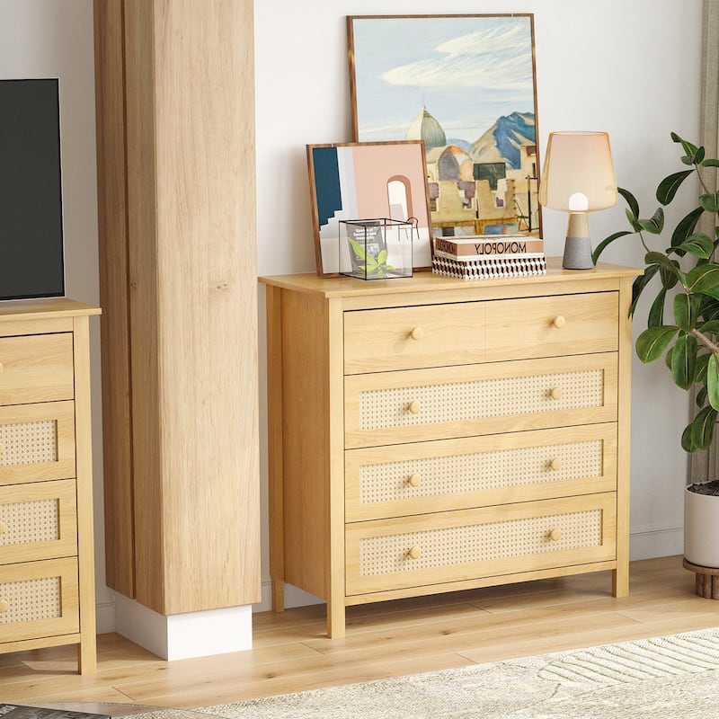 Sideboard Buffet Cabinet with 4 Drawers,Modern Wooden Console Cabinet for Kitchen,Living Room, Hallway
