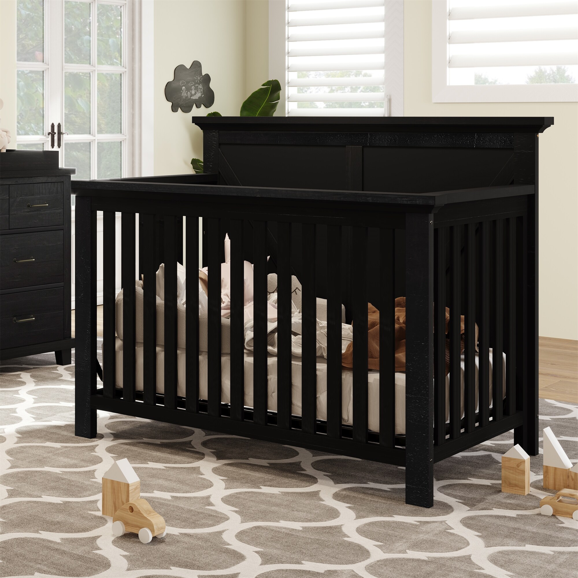 4 in 1 Convertible Baby Crib Toddler Bed Daybed and Full Size