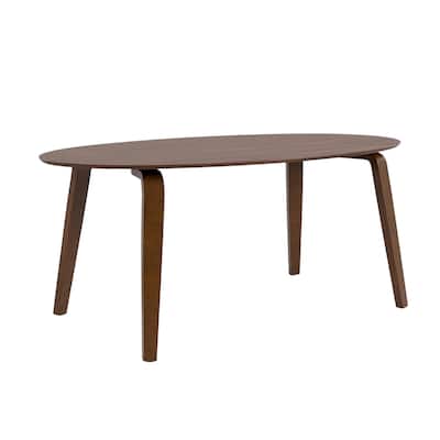 Oval Wooden Mid-Century Modern Dining Table in Walnut